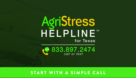 Texas AgriStress Hotline business card, back