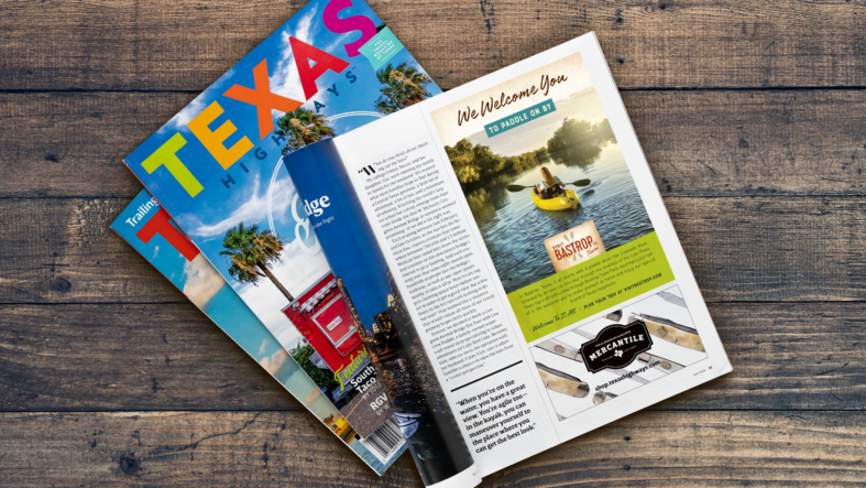 Bastrop Welcome to It All print ad in an outdoor magazine