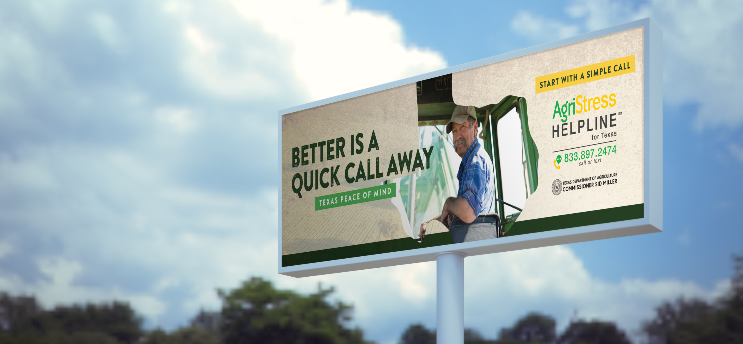 Texas AgriStress Hotline billboard render