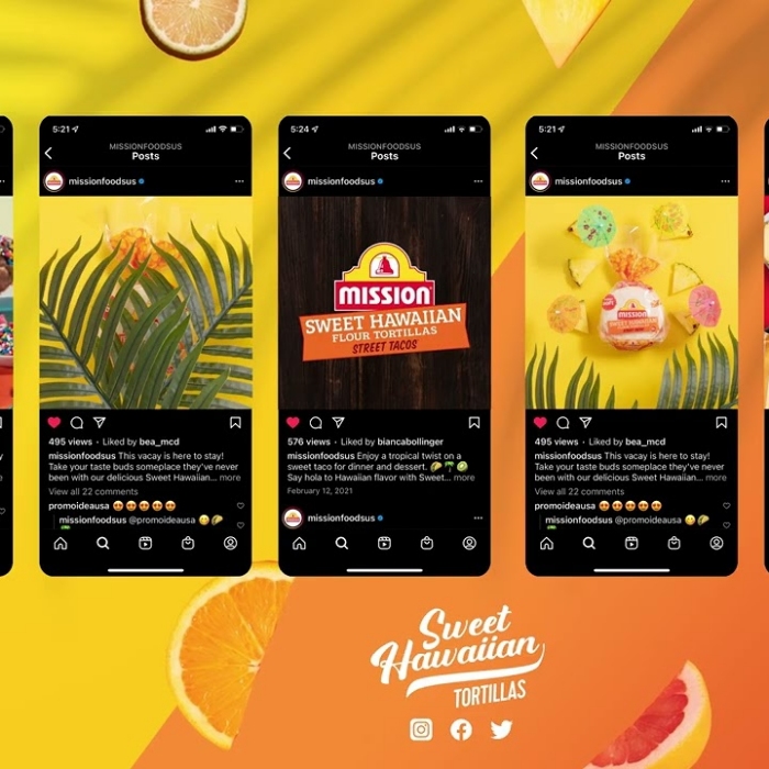 Still from the Mission Sweet Hawaiian Tortillas social campaign