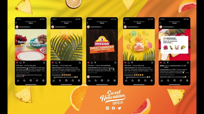 Still from the Mission Sweet Hawaiian Tortillas social campaign